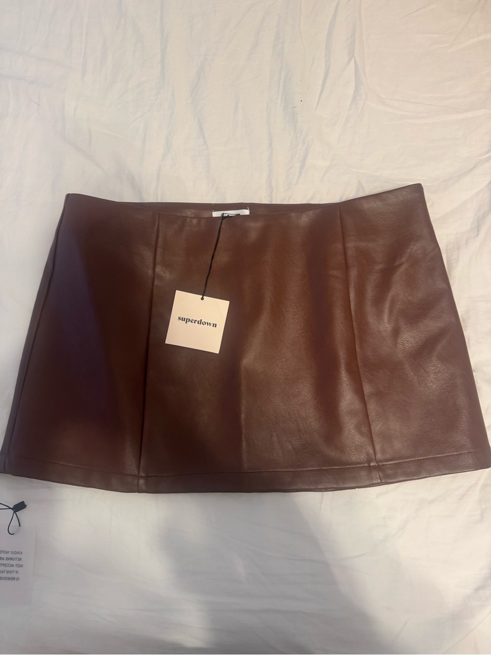 revolve superdown brown mini leather skirt